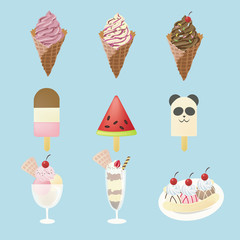 Fancy ice creams with 9 different look