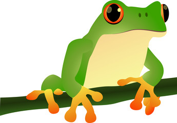 cartoon illustration of a frog sitting