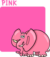 Color Pink and Elephant Cartoon