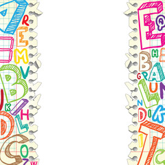 Background made of papers with colorful letters