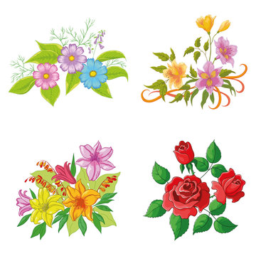 Cultivated flowers, set