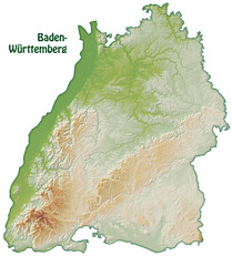 Baden-Württemberg mit Schummerung - obrazy, fototapety, plakaty