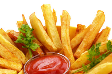 French fries with ketchup