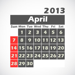 calendar 2013.April