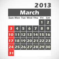 calendar 2013.March