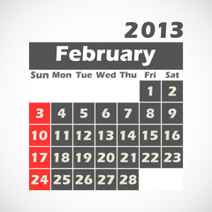 calendar 2013.February