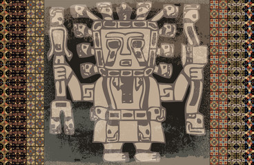 Grunge inca icon. Vector illustration