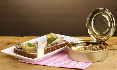 Tasty sandwiches with sprats