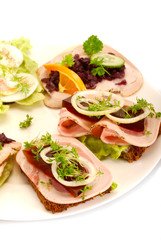 a plate of smoerbroed or danish open sandwiches