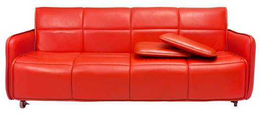 red retro sofa