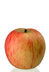 Yellow-red apple on white background