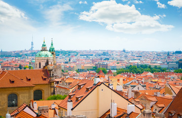 Fototapeta premium view of Prague city from hill