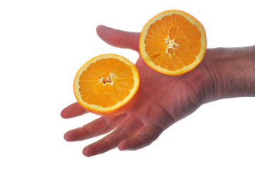 hand and orange - arancia e mano