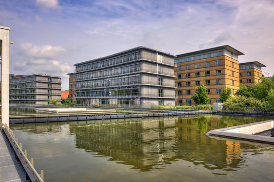 Postmodern office buildings in B&uuml;rgerpark, Saarbr&uuml;cken