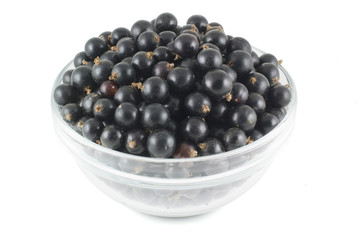 Black currants in a glass bowl