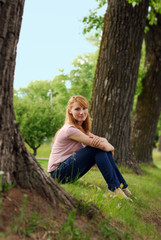 The red girl in wood