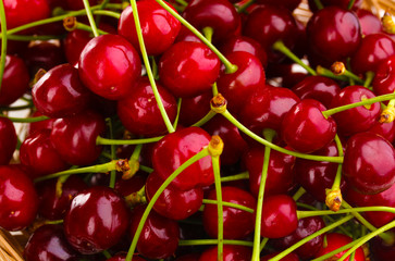 Ripe cherry berries close-up