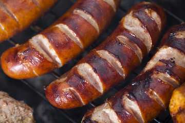 Closeup of meat on grill