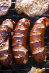Closeup of meat on grill