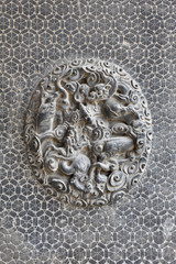 Chinese classic brick wall with dragon detail