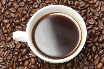 Black Coffee with coffee beans
