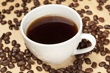 Black Coffee with coffee beans