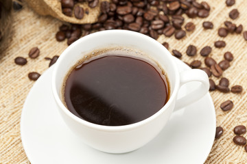 Black Coffee with coffee beans