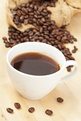 Black Coffee with coffee beans