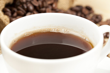 Black Coffee with coffee beans