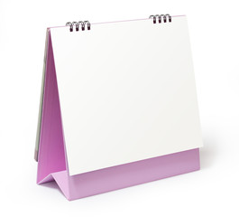 blank desktop calendar on white background