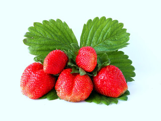 Strawberries with leaves