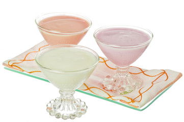 a yoghurt fruit on a white background