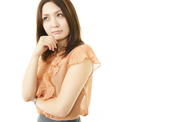 Fototapeta premium 考え込むオフィスレディー