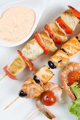 grilled salmon and shrimps