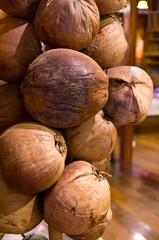 The dried coconut is organized into layers. The architectural de