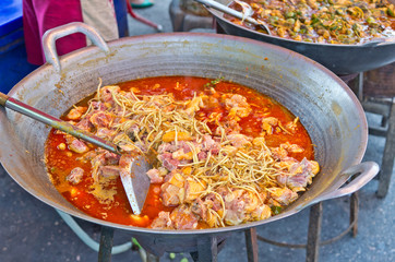 The delicious thai curry chicken with herb
