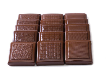 Chocolate tiles isolated on a white background