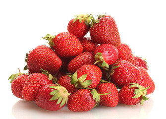 sweet ripe strawberries isolated on white