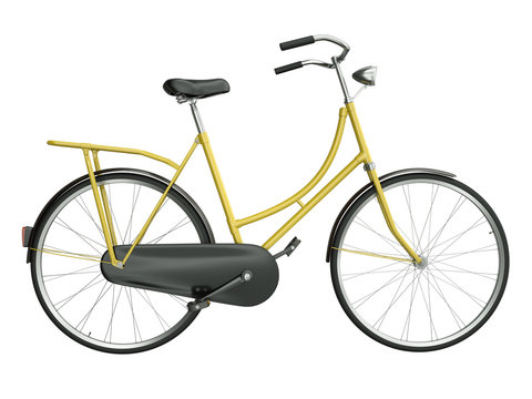 Yellow bicycle, 3D render