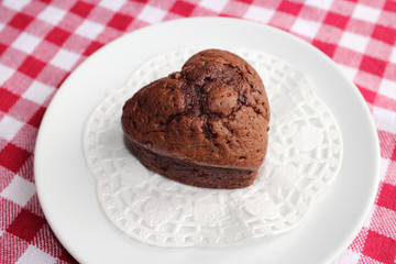 Moelleux au chocolat en forme de coeur