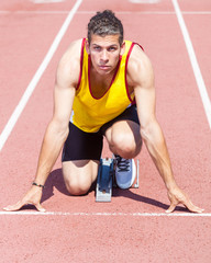 Male Track and Field Athlete before the Race Start