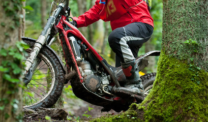 motocross trial in the wood