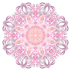 Fototapeta na wymiar ornamental round lace pattern, circle background with many detai