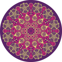 ornamental round lace pattern, circle background with many detai