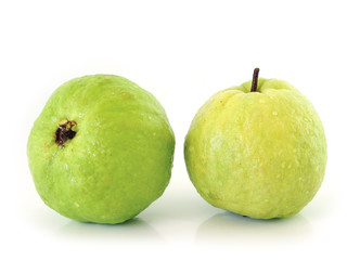 Guavas on white background