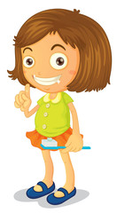 a girl brushing teeth