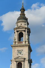 Belfry at blue sky in Budapest, Hungary
