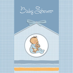 baby announcement card with little boy