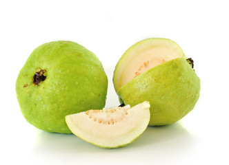 Guavas on white background
