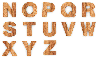 3d Font Wood N -Z - 42730557